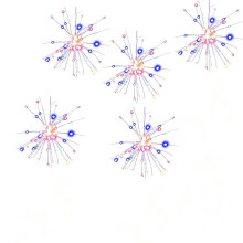 4Pcs Hanging Solar Outdoor Fireworks Lights 480 LED Flashing Starburst Lights DIY Firework Fairy Lights Color