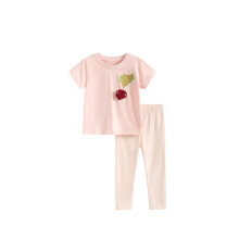 (150cm) Little Girl Children Two Piece Summer Set With Comfortable Cotton Fabric Active