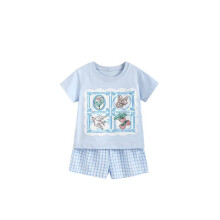 (100cm) Children Two Piece Summer Set With Cotton Fabric For Girls Wear Warm Weather