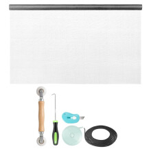 Window Screen and Screen Door Mesh Repair Kit, Grey Fiberglass Roll, with Tools, Tear-Resistant, Washable, High Light