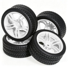 RS610 65mm RC Hard Drift Tires & Wheel Rims, 1/10 -Road Car Upgrade Wheels with 12mm Hex Hub White