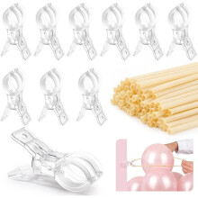 Spring Clamps,Clear Plastic Clips with 100 Pcs Long Balloons for Balloon Arch Backdrop Decoration Projects