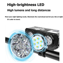 High-Brightness Bicycle Headlight with 15 LEDs, Type-C Charging, A High-Decibel Horn, and an Adjustable Mount.