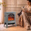 Homcom (Grey) HOMCOM Electric Fireplace, Freestanding Log Burner, LED Flame Effect 1
