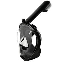 Full Face Snorkel Mask with Camera Mount, 180 View, Anti-Fog and Anti-Leak Technology for Adults and Teens Black S/M
