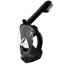 Full Face Snorkel Mask with Camera Mount, 180 View, Anti-Fog and Anti-Leak Technology for Adults and Teens Black L/XL