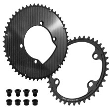110BCD Carbon Fiber Road Bike Chainring Set Dual Speed Race Chain Rings with Fixing Bolts for Racing Upgrade Part 52-36T