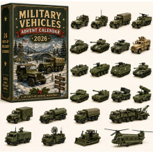 (Military Vehicle)City Service Vehicles Advent Calendar With Acrylic Craft For Kids Christmas Gift