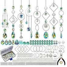 Sonnenfänger-Kits für Erwachsene, 228 Teile DIY Sonnenfänger Bastelbedarf mit Kristallen, Kunst und Handwerk für Hängende Ornamente A