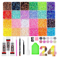 24 Farben 3MM Glitzer-Kit 24000 Stück Harz-Jelly-Strasssteine für Nagelkunst, Bastelbuch, Make- DIY-Bastelarbeiten