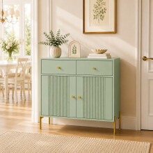 HOMCOM Modern Sideboard with 2 Drawers, and Adjustable Shelf, Light Green