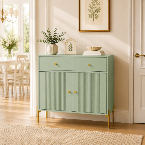 Homcom HOMCOM Modern Sideboard with 2 Drawers, and Adjustable Shelf, Light Green