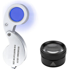 40X Recharge Jewelers Loupe LED UV 30X Stand Magnifier Kit Rechargeable LED UV 25mm Pocket Loupe 1 Pack 30X Magnifiers A