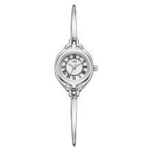 (Silver) Wristwatch Ladies Trendy With Decorative Features And Slim Alloy Gifts Strap For