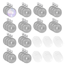 160PCS Round Blank Bezel Set with Clear Glass Cabochons, 25mm Jewelry Making Kit for DIY Crafts
