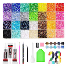 28 Farben 3MM Glitzerkit 30000 Stück Harz-Jelly-Strasssteine für Nagelkunst, Bastelbuch, Make- DIY-Bastelarbeiten