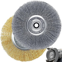 2 Stück 6" Drahtbürsten Aus Kohlenstoffstahl und Messing mit 1/2"- und 5/8"-Aufnahme für Tischschleifmaschinen, zum Feinschleifen und Polieren