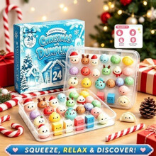 (Blue Christmas)Christmas Countdown Advent Calendar Pvc Squeeze Toy Gift For Holiday Decor