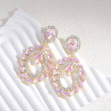 (Purple) Alloy Summer Thin Drop Earrings For Women With Geometric Accessory Details Line