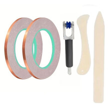 Copper Foil Tape with Backing (2 Rolls), Including A Crimping Tool and 2 Bone Folders for Stained Glass