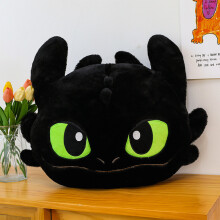 (Black, 40cm) How Train To Your Dragon Black White Dragon Plush Cushion With Fleece Short Pile