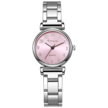 (Pink) Quartz Female Minimalist Watch With Stainless Steel Band For Wear Casual Office