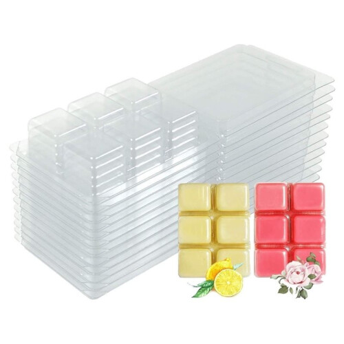 Wax Melt Molds - 100 Pack Clear Plastic Clamshells for Wickless Candles