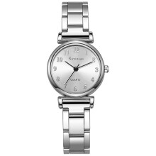 (White) Quartz Female Minimalist Watch With Stainless Steel Band For Wear Casual Office