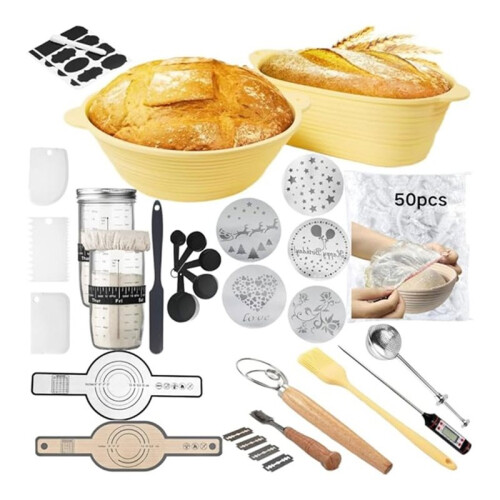 Sourdough Bread Baking Set - Complete Bread-Making Tool Kit,Proofing Basket Tool Set for Bread Enthusiasts 1