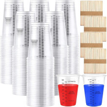 200 PACK Plastic Measuring Cups 8 Oz, Disposable Mixing Cups with Mixing Sticks,for Epoxy Resin, Paint, Mixing, DIY