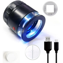 10x Loupe Magnifier Rechargeable Jewelers Loupe with UV and LED Lights, Illuminated Eye Loop Adjustable for Gemstones