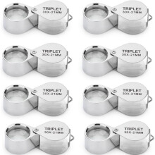 30X Jewelers Loupe Magnifier 8 Pcs Foldable Pocket Magnifying Glass 30X 21mm Optical Glass Jeweler'S Loupe for Appraisal