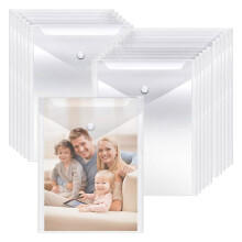 40 Pack Clear Storage Pockets, 7 X 9.4 Inch Plastic Envelopes with Snap Closure for Photos, Cards and Supplies