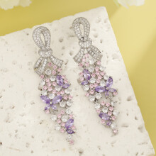 (Purple) Drop Earrings Copper For Women Fashionable Geometric Design Special Occasions