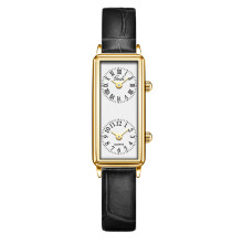 (Gold White) Vintage Rectangular French Womens Watch With Quartz Suitable Office Style For