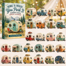 (Camping Car)City Service Vehicles Advent Calendar With Acrylic Craft For Kids Christmas Gift