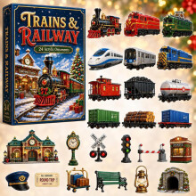 (High Speed Station)City Service Vehicles Advent Calendar With Acrylic Craft For Kids Christmas Gift