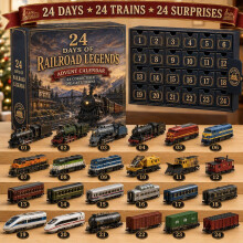 (Black Smoke Train)City Service Vehicles Advent Calendar With Acrylic Craft For Kids Christmas Gift