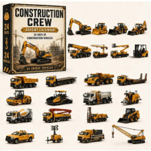 (Excavator)City Service Vehicles Advent Calendar With Acrylic Craft For Kids Christmas Gift