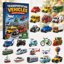 (Transport)City Service Vehicles Advent Calendar With Acrylic Craft For Kids Christmas Gift