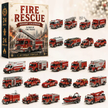 (Fire Truck)City Service Vehicles Advent Calendar With Acrylic Craft For Kids Christmas Gift