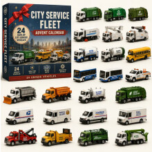 (City Vehicle)City Service Vehicles Advent Calendar With Acrylic Craft For Kids Christmas Gift