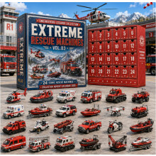(Extreme Rescue)City Service Vehicles Advent Calendar With Acrylic Craft For Kids Christmas Gift