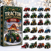 (Green Tractor)City Service Vehicles Advent Calendar With Acrylic Craft For Kids Christmas Gift