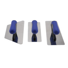 Conjunto de Desempenadeiras para Acabamento em Gesso Veneziano - Kit com 3 Peças, Lâmina Trapezoidal em Aço Inoxidável Polido com Cabo Macio, para