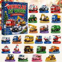 (Work Vehicle)City Service Vehicles Advent Calendar With Acrylic Craft For Kids Christmas Gift
