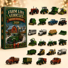 (Farm Green Pickup)City Service Vehicles Advent Calendar With Acrylic Craft For Kids Christmas Gift