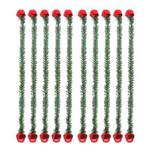 10Pcs 20Inch Christmas Garland Ties with Bell,Reusable Flexible Twist Ties for Stair Railing Banister Holiday Decor Red