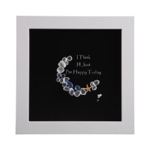 I Think I'Ll Just Be Happy Today. Sea Glass Moon Art, Handmade Sea Glass Crescent Moon Wall Art for Mom & Women