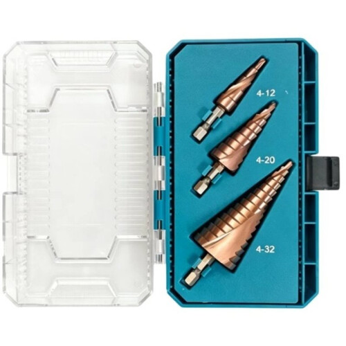 3PCS Step Drill Bit for Metal,4-10"-4/32" Step Drill Bit Set,Cobalt-Containing Step Drill Bit,High Hardness Step Reamer